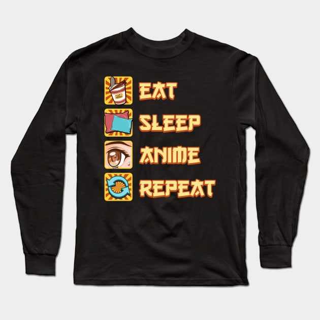 Funny Eat Sleep Anime Repeat Long Sleeve T-Shirt by theperfectpresents